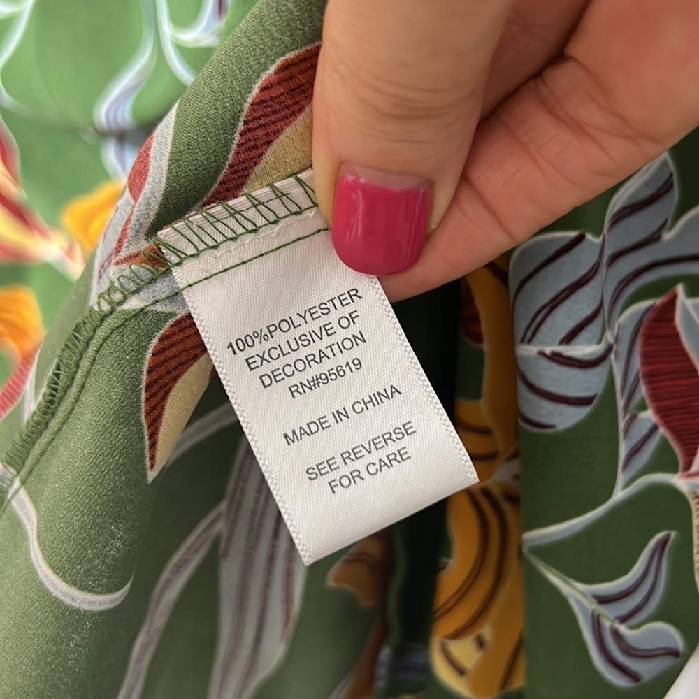 Fever Green Floral Blouse 2X Lace Sleeve Detail Boho Fall Top NWT - Picture 7 of 8